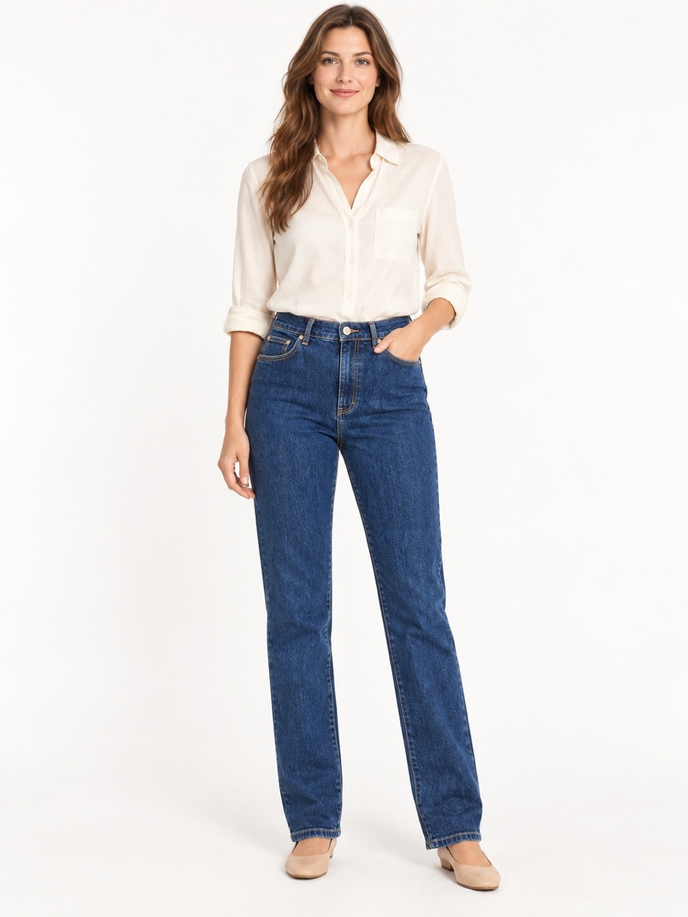 St. John’s Bay Stretch Straight Leg Jeans Dark Wash Size 8 Tall
